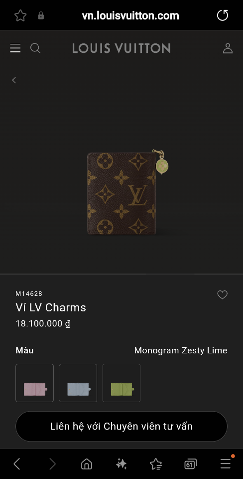 Louis Vuitton M14628
Ví LV Charms 9x10x2.5cm-duoc-ban-tai-Hvip Bags and Accessories