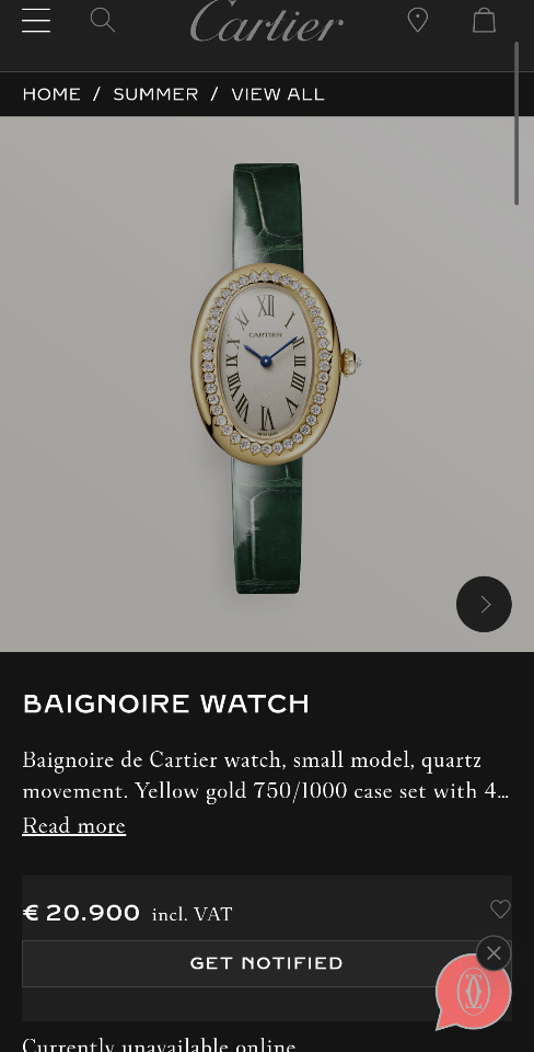 Cartier Baignoire watch
Small model, quartz movement, rose gold, diamonds, leather WJBA0054-duoc-ban-tai-Hvip Bags and Accessories