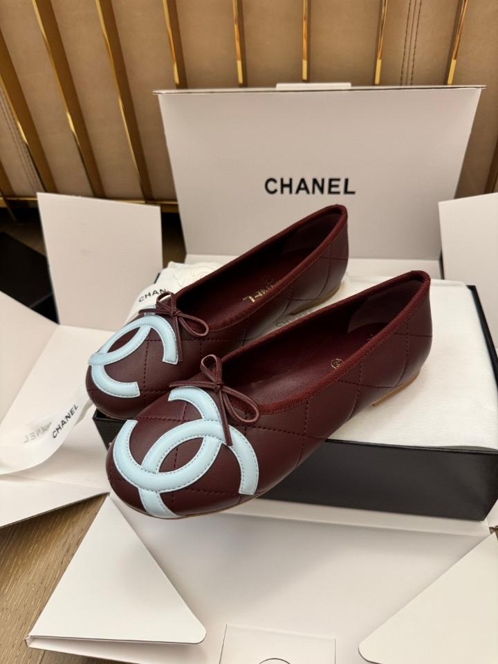 Chanel Ballet flats Lambskin burgundy and light blue G47163 -duoc-ban-tai-Hvip Shoes and Clothes