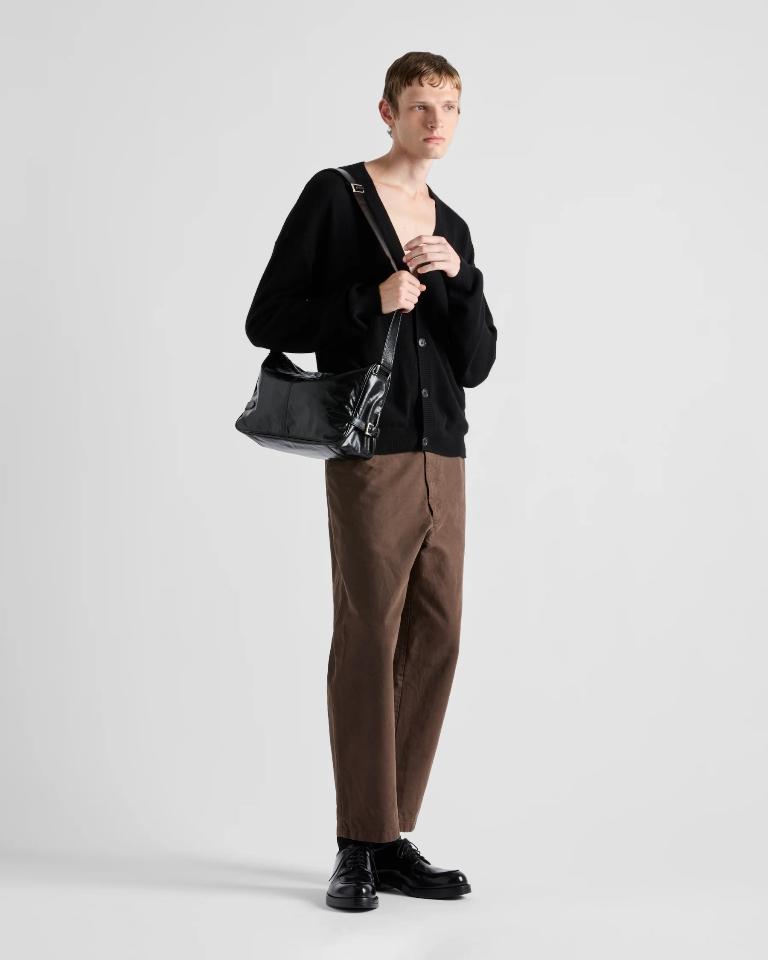 Prada Leather shoulder bag black 2VH187 35x22x12cm-duoc-ban-tai-Hvip Bags and Accessories