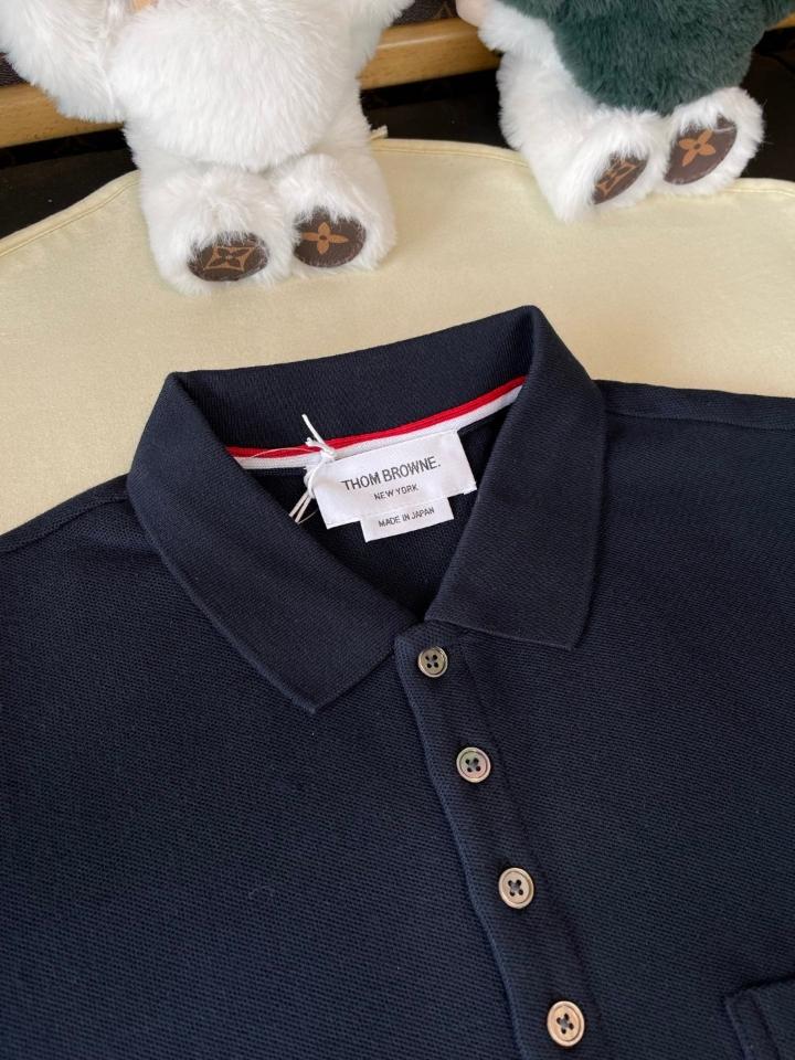 Thom Browne COTTON PIQUE 4-BAR POLO navy blue -duoc-ban-tai-Hvip Shoes and Clothes