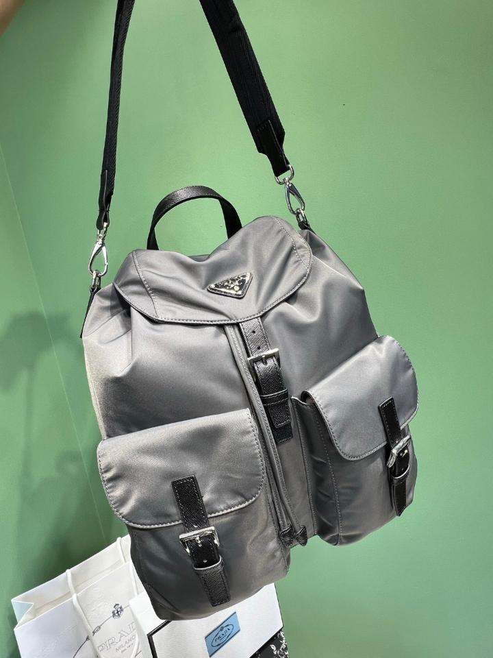 Prada Re-Nylon backpack Mercury Gray 2VZ110 34x39x15cm-duoc-ban-tai-Hvip Bags and Accessories