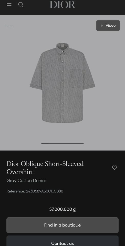Dior Dior Oblique Short-Sleeved Overshirt
Gray Cotton Denim 243D589A3001_C880-duoc-ban-tai-Hvip Shoes and Clothes