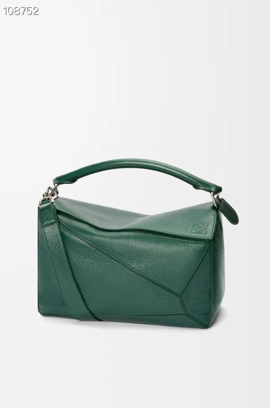 Loewe Large Puzzle bag in supple grained calfskin B510PNLX03 green-duoc-ban-tai-Hvip Bags and Accessories