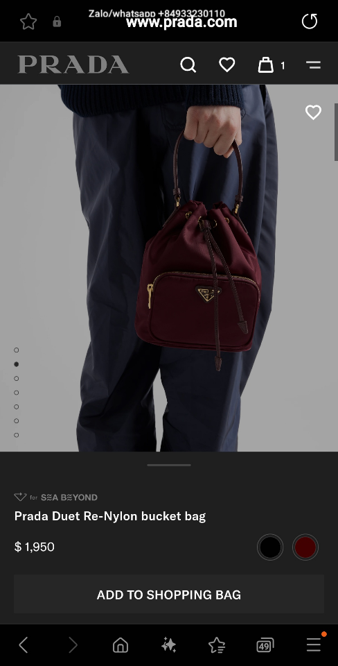 Prada Duet Re-Nylon bucket bag 1BH038 burgundy 18x23×12cm-duoc-ban-tai-Hvip Bags and Accessories