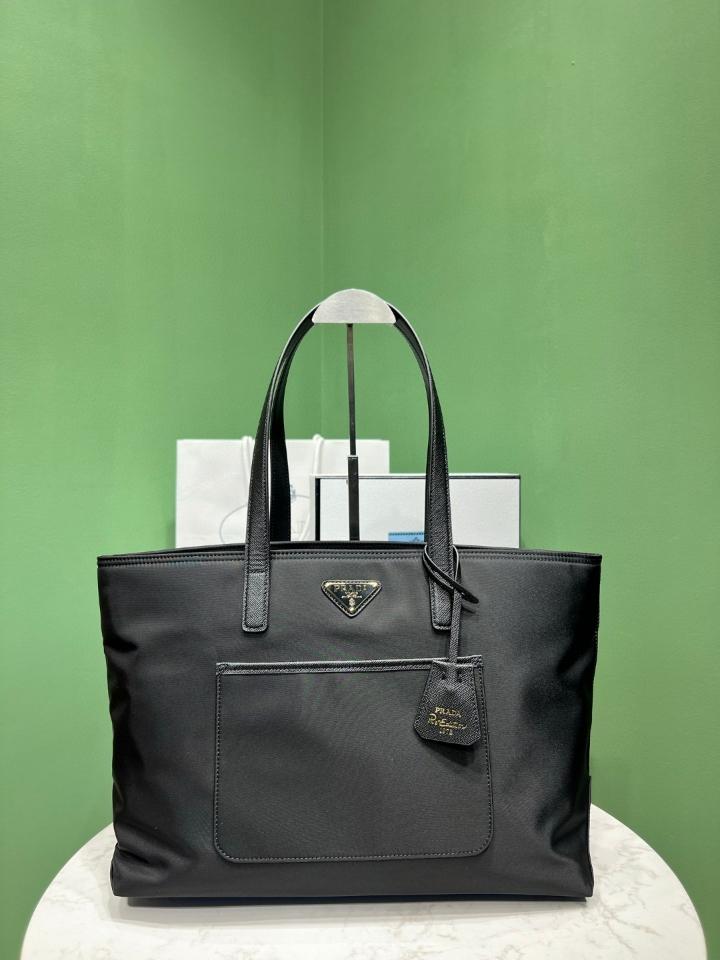 Prada Re-Edition 1978 medium Re-Nylon and Saffiano leather tote bag black 1BG555 35x26x15cm-duoc-ban-tai-Hvip Bags and Accessories