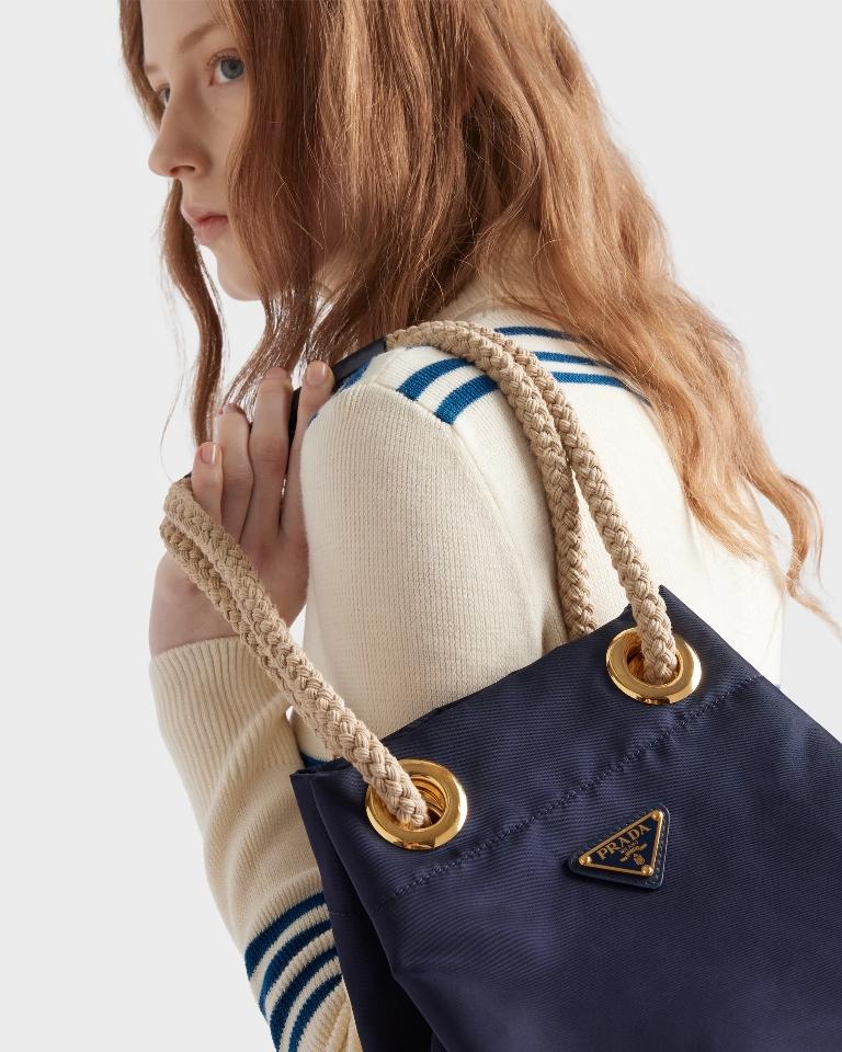 Prada Mariner Re-Nylon small bucket bag Baltic Blue 1BE082 23.5x28x16.5cm-duoc-ban-tai-Hvip Bags and Accessories