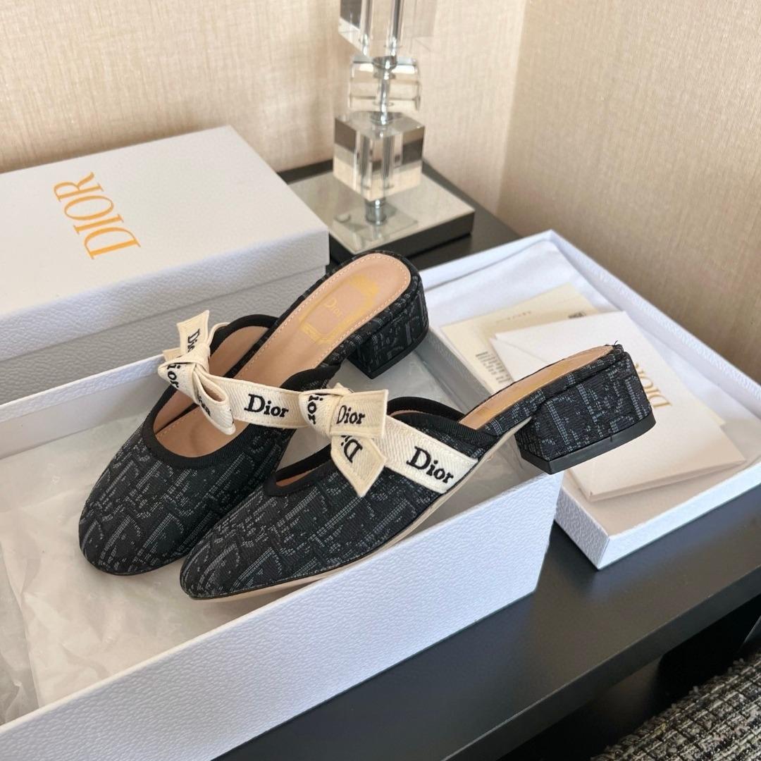 Dior J'adior mule heels cotton Embroidered-duoc-ban-tai-Hvip Shoes and Clothes