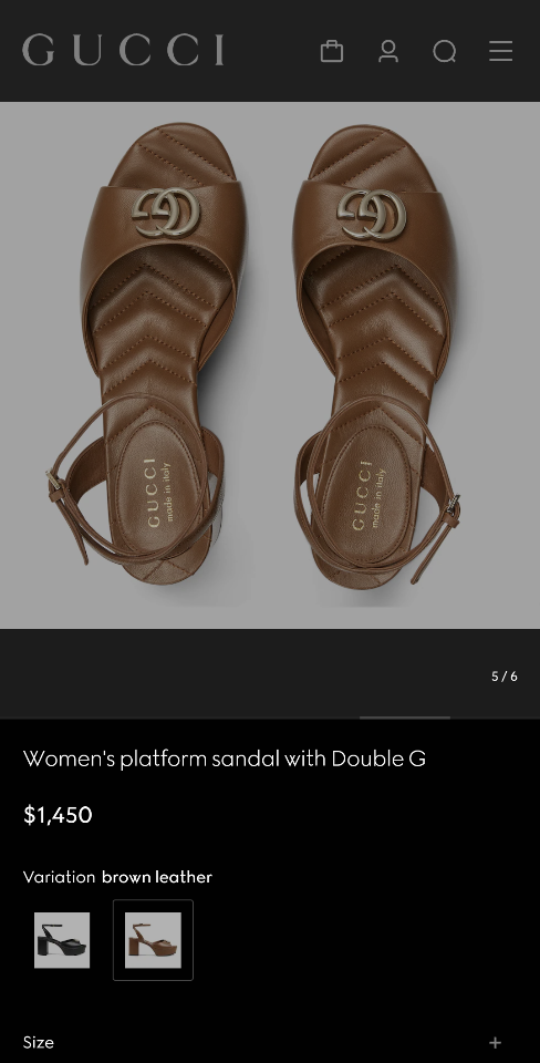 Gucci Women's platform sandal with Double G 80mm brown leather 832450 (1)-duoc-ban-tai-Hvip Shoes and Clothes
