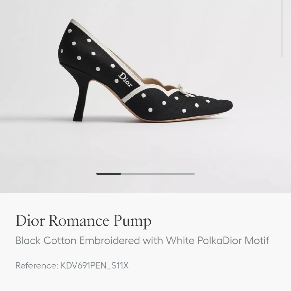 Dior Romance PumpBlack Cotton Embroidered with White PolkaDior Motif-duoc-ban-tai-Hvip Shoes and Clothes