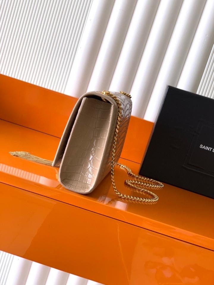 Saint Laurent Ysl 
KATE MEDIUM TASSEL IN CROCODILE-EMBOSSED LEATHER
Taupe 354119 24x14.5x5.5cm (1) -duoc-ban-tai-Hvip Bags and Accessories