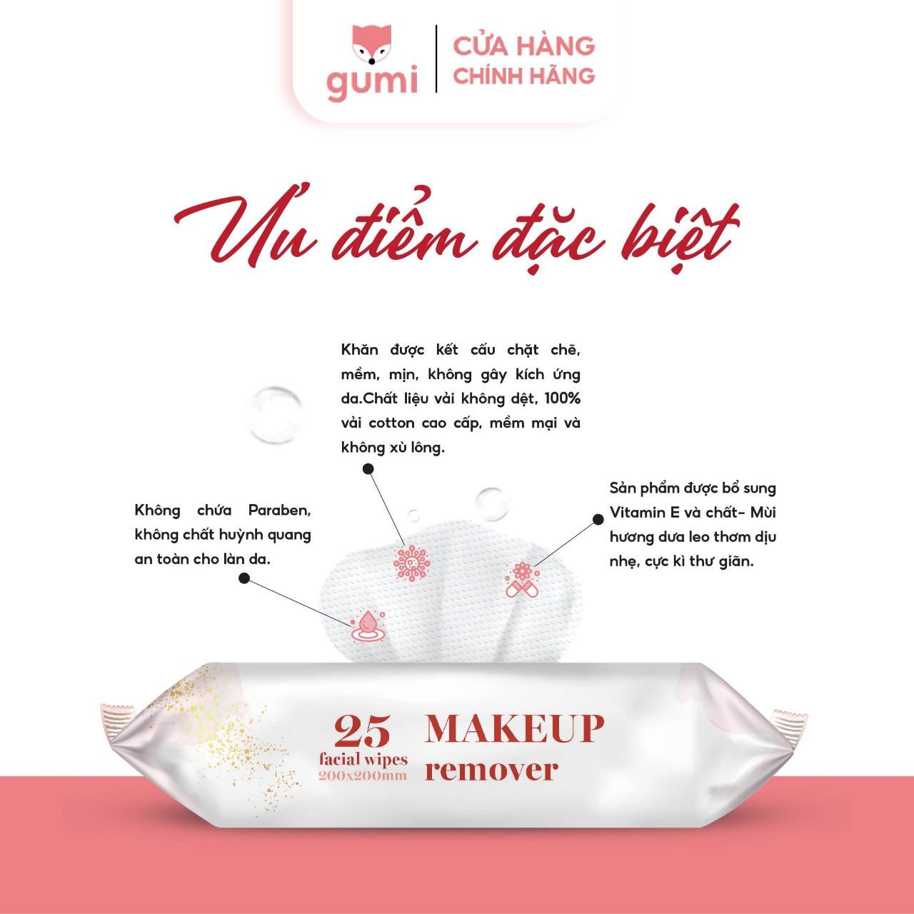 Gói khăn ướt tẩy trang Gumi 25 tờ/gói-duoc-ban-tai-K&N Family