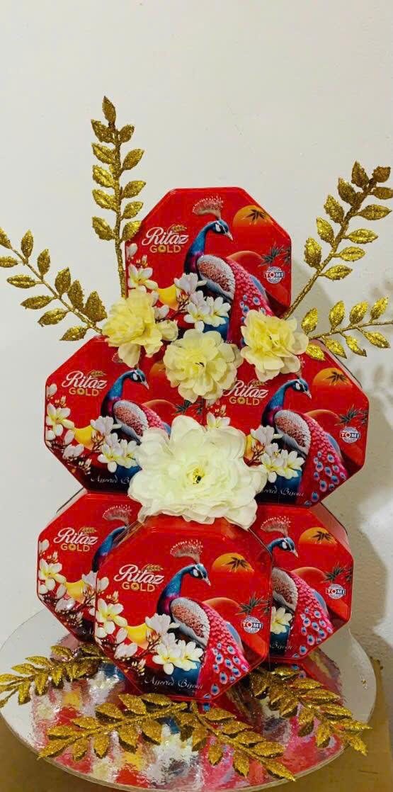 Tháp bánh lễ Ritaz Gold hoa sen/công bát giác nhỏ-duoc-ban-tai-K&N Family