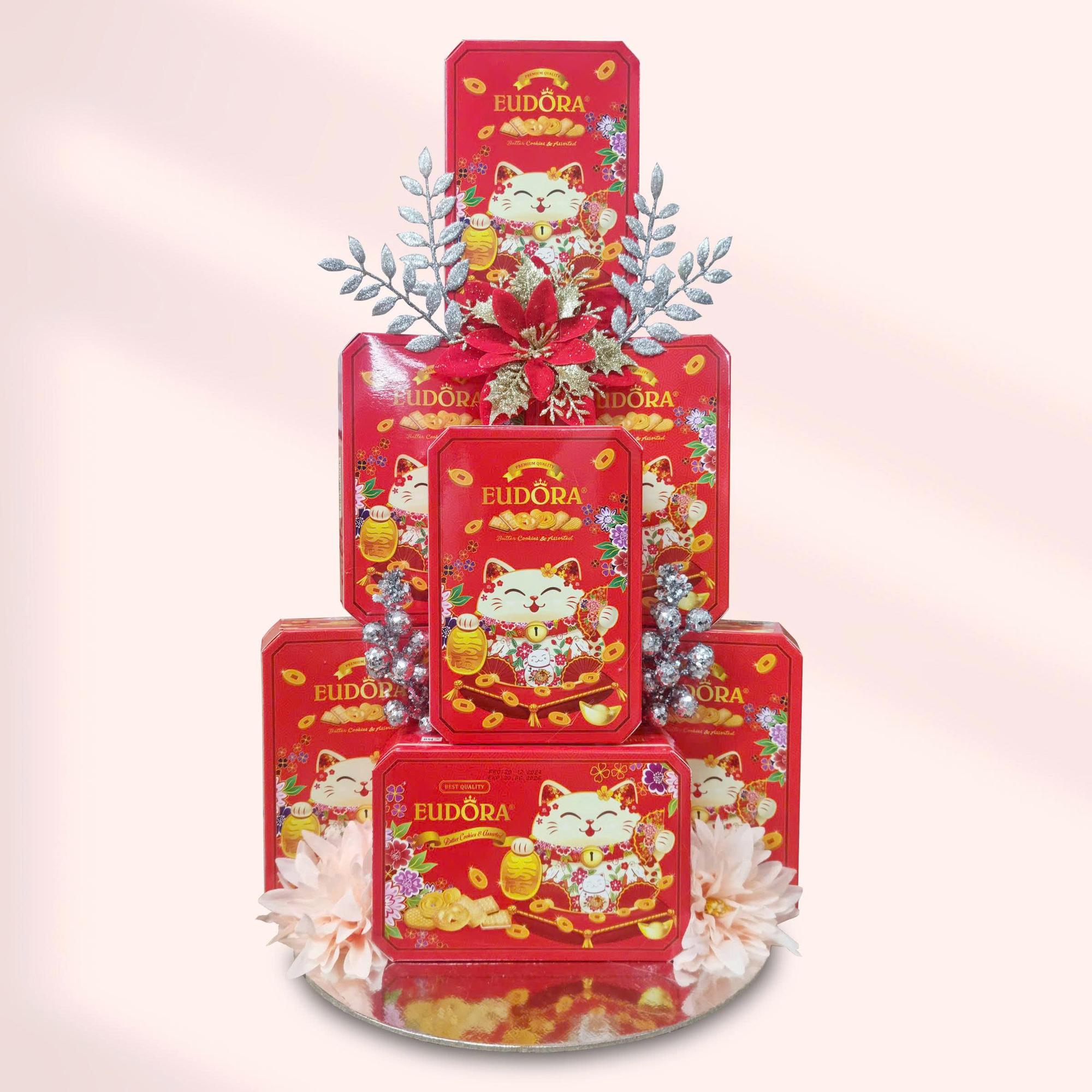 Tháp bánh Eudora mèo thần tài hộp giấy vạt góc (7 hộp)-duoc-ban-tai-K&N Family