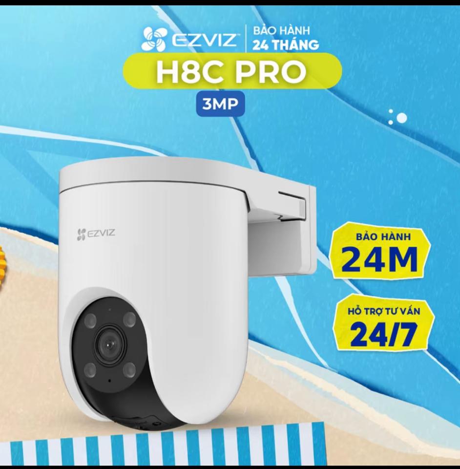 Camera Ngoài Trời H8C PRO 3MP (2K) EZVIZ, Xoay 360 Độ, Có Màu Ban Đêm, Đàm Thoại 2 Chiều, Phát Hiện Chuyến Động của Người, Theo Dõi Thông Minh, Thiết Kế Chống Chịu Thời Tiết, Báo Động Bằng Còi Hú và Đèn Chớp, Wifi 2.4Ghz-duoc-ban-tai-Nguyễn Linh Computer