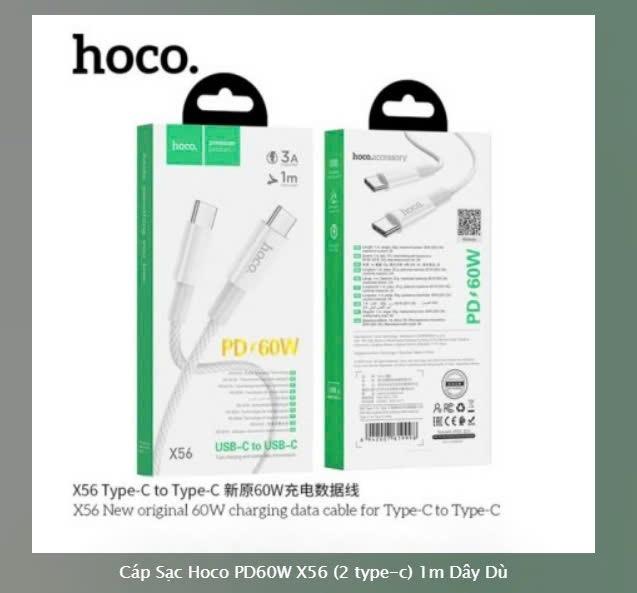 Cáp Sạc Hoco PD60W X56 (2 type-c) 1m Dây Dù-duoc-ban-tai-Camera Đèn Năng lượng Nguyễn Linh