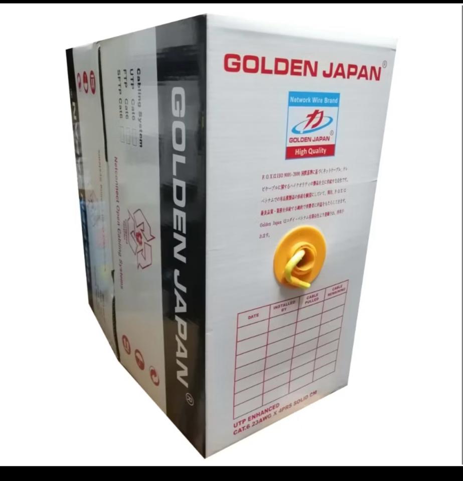 Cáp Mạng  LAN GOLDEN JAPAN  305m SFTP CAT6 305m Vàng (Chống nhiễu 2 lớp, Lõi chữ thập, Sợi cường lực đơn, Nhôm mạ đồng)-duoc-ban-tai-Nguyễn Linh Computer