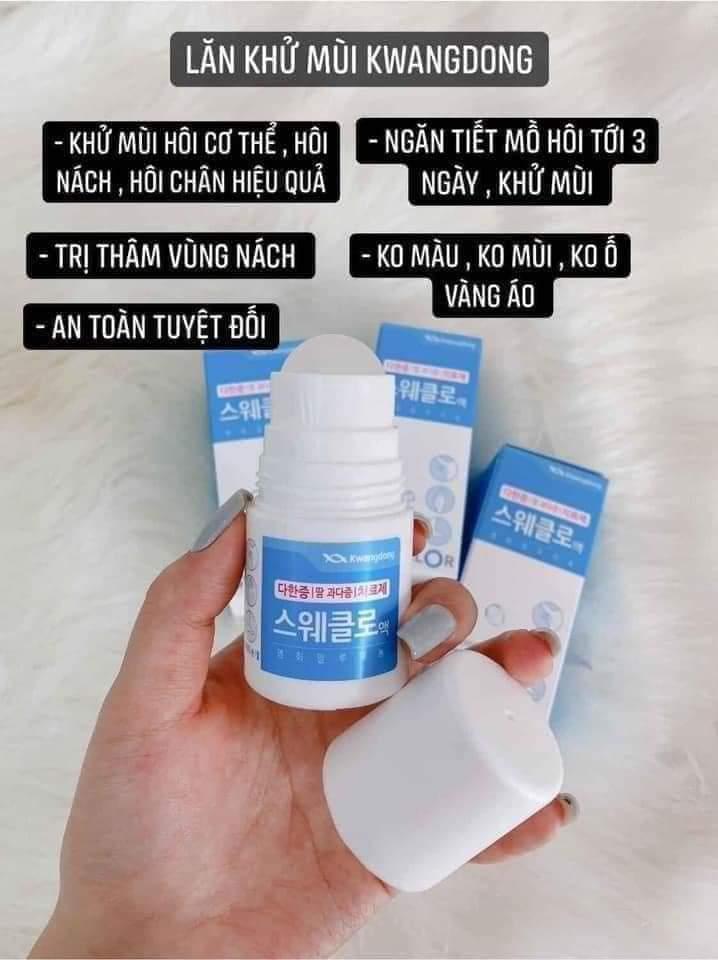 ❌ Lăn nách Kwangdong - Lăn nách số 1 tại Hàn nhà em về sẵn. Giá tốt!!!

❌ VĨNH BIỆT HÔI NÁCH, HÔI CHÂN - VĨNH BIỆT THÂM SẠM.

🍃𝐋𝐀̆𝐍 𝐍𝐀́𝐂𝐇 𝐊𝐖𝐀𝐍𝐆𝐃𝐎𝐍𝐆 𝐇𝐀̀𝐍 𝐐𝐔𝐎̂́𝐂 🍃30ml

👍 Sản phẩm điều trị mồ hôi, khử mùi hiệu quả ngay sau lần đầu tiên sử dụng.

👍 Ưu điểm tuyệt vời là: Sau khi sử dụng xong thì khu vực cần khử mùi trở nên khô thoáng, ko tiết mồ hôi và ko cần lăn lại sau 3 ngày sử dụng. 

👍 Điểm cộng tiếp theo là nếu bình thường sử dụng lăn khử mùi khác, đặc biệt nếu lăn ở vùng nách thì khu vực nách mặc áo sáng màu thì có thể bị ố vàng. Nhưng sản phẩm này tuyệt nhiên ko nhé. Rất hiệu quả. 

✌ Khử mùi TUYỆT ĐỐI và ngăn mồ hôi ngay từ lần sử dụng đầu tiên cho vùng nách, chân, tay.

✌ Trị thâm vùng nách, giúp bạn tự tin với vùng nách TRẮNG MỊN.

✌ Ngăn tiết mồ hôi tối đa lên tới 3 NGÀY mà không cần lăn lại (kể cả sau khi tắm).

✌ Không mùi, nam nữ dùng đều đc.
Giá 220K. 
Số lượng 1️⃣
☎️ 0797254043-duoc-ban-tai-PHƯƠNG LINH Shop