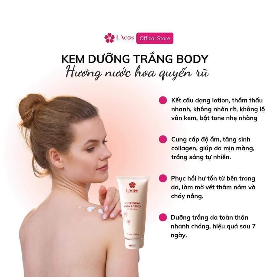 Ai cũng mê mẩn em kem body của nhà LAcos, tại sao vậy? Vì:
👉 Hiệu quả làm trắng nhanh sau 7 ngày sử dụng với cơ chế ngăn cản sản sinh hắc sắc tố
👉 Chất kem lotion thấm nhanh, không bết rít, không dính quần áo, không lộ vân kem
👉 Mùi thơm nhẹ nhàng, quyến rũ, độ lưu hương lâu
👉 Nâng tone tự nhiên, không hồi da
👉 Nuôi dưỡng da khoẻ mạnh từ bên trong, không bào mòn hay tẩy trắng da
👉 Cấp ẩm cho da luôn mịn màng và mềm mại.
Sử dụng: 2-3 lần mỗi ngày sau khi làm sạch da. Che chắn cơ thể kỹ lưỡng để tăng hiệu quả làm trắng nhanh.
Giá bán lẻ chỉ 270k
Số lượng 1️⃣
☎️ 0797254043-duoc-ban-tai-PHƯƠNG LINH Shop