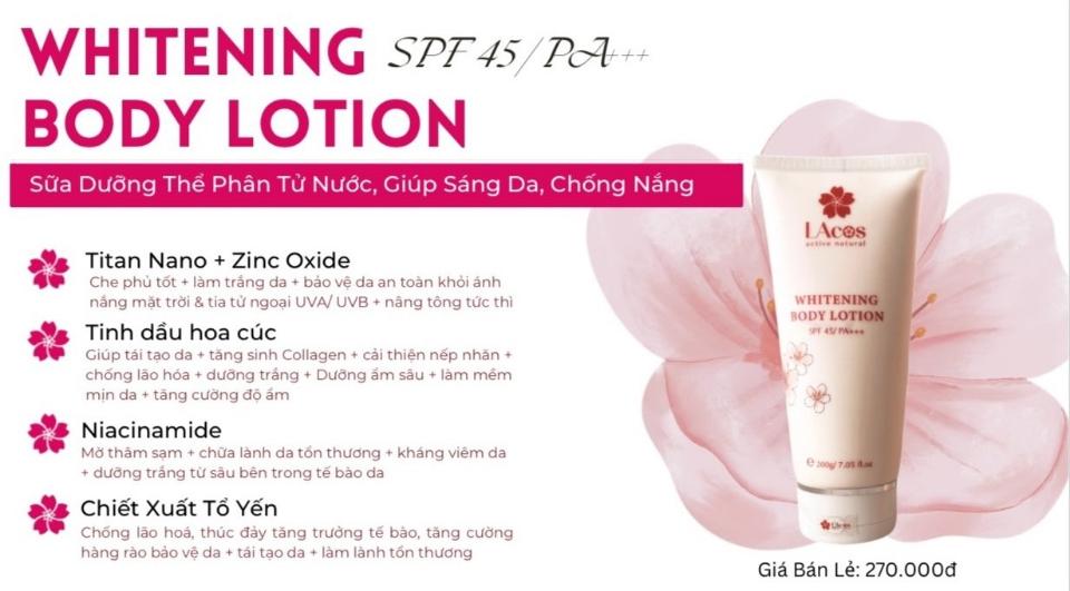 ‼️ ‼️ DA ĐEN CHAI LỲ KHÔNG CÒN LÀ NỖI LO VỚI WHITENING BODY LOTION

🔺 Nếu bạn muốn tìm kem dưỡng da body, bạn sẽ có rất nhiều sự lựa chọn.
🔺 Nhưng khi bạn muốn tìm kem dưỡng body TỐT NHẤT, TRẮNG NHANH NHẤT, AN TOÀN NHẤT thì chỉ có 1 "ứng viên" duy nhất đáp ứng được mọi tiêu chuẩn dưỡng da mà bạn cần - đó chính là WHITENING BODY LOTION từ LAcos.

✅ Cải thiện sắc tố da không đồng đều, giúp bật tone da trắng sáng ngay lần đầu sử dụng. 
✅ Mang lại sự thay đổi cho làn da mỗi ngày: Trắng hơn, mịn hơn, căng bóng hơn, khỏe hơn để da đen chai lỳ chẳng còn là nỗi lo!!!!
✅ Công nghệ nano phân tử siêu thẩm thấu không bết dính hay lộ vân kem.

🔰 Liên hệ ngay để được LAcos tư vấn chi tiết nhé!
_________________
LAcos - Lưu giữ nét đẹp thanh xuân
Giá 270K
Số lượng 1️⃣
☎️ 0797254043-duoc-ban-tai-PHƯƠNG LINH Shop