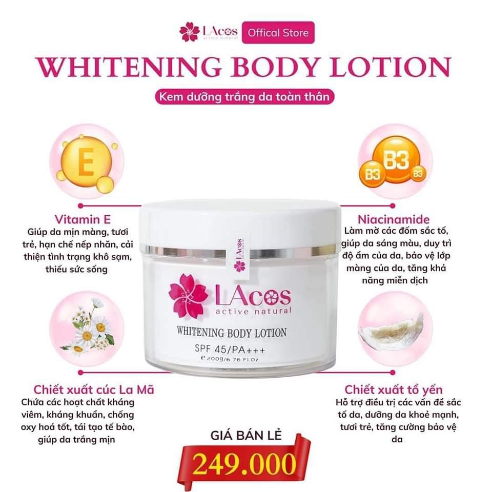 ‼️ ‼️ DA ĐEN CHAI LỲ KHÔNG CÒN LÀ NỖI LO VỚI WHITENING BODY LOTION

🔺 Nếu bạn muốn tìm kem dưỡng da body, bạn sẽ có rất nhiều sự lựa chọn.
🔺 Nhưng khi bạn muốn tìm kem dưỡng body TỐT NHẤT, TRẮNG NHANH NHẤT, AN TOÀN NHẤT thì chỉ có 1 "ứng viên" duy nhất đáp ứng được mọi tiêu chuẩn dưỡng da mà bạn cần - đó chính là WHITENING BODY LOTION từ LAcos.

✅ Cải thiện sắc tố da không đồng đều, giúp bật tone da trắng sáng ngay lần đầu sử dụng. 
✅ Mang lại sự thay đổi cho làn da mỗi ngày: Trắng hơn, mịn hơn, căng bóng hơn, khỏe hơn để da đen chai lỳ chẳng còn là nỗi lo!!!!
✅ Công nghệ nano phân tử siêu thẩm thấu không bết dính hay lộ vân kem.

🔰 Liên hệ ngay để được LAcos tư vấn chi tiết nhé!
☎️ 0797254043
Số lượng 1️⃣-duoc-ban-tai-PHƯƠNG LINH Shop