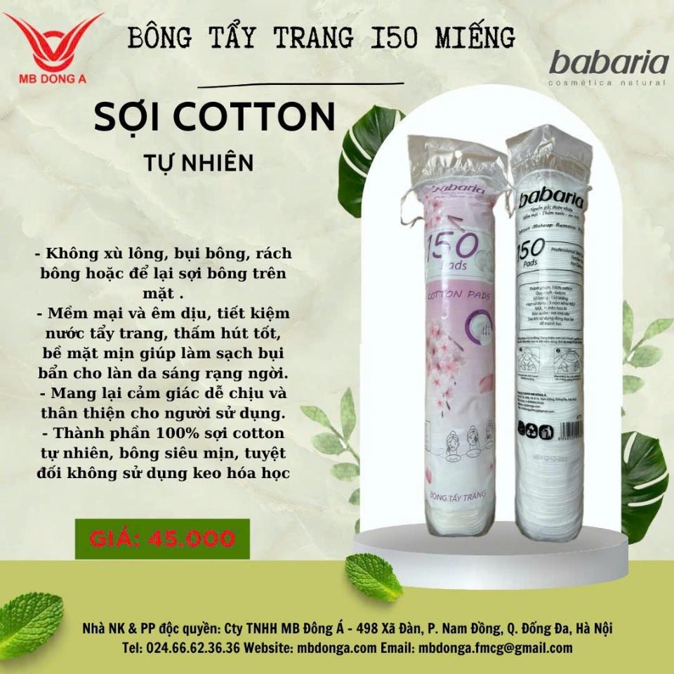 Bông Tẩy Trang Organic Babaria 150 - 8938522993611-duoc-ban-tai-CÔNG TY TNHH MB ĐÔNG Á ( NPP HOÀNG PHONG )