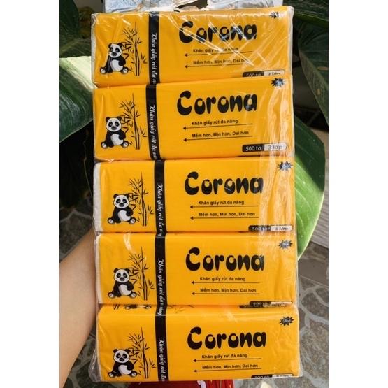 Combo 5 gói khăn rút gấu trúc Corona 500 tờ 3 lớp-duoc-ban-tai-ORISTORE- SỨC KHOẺ XANH