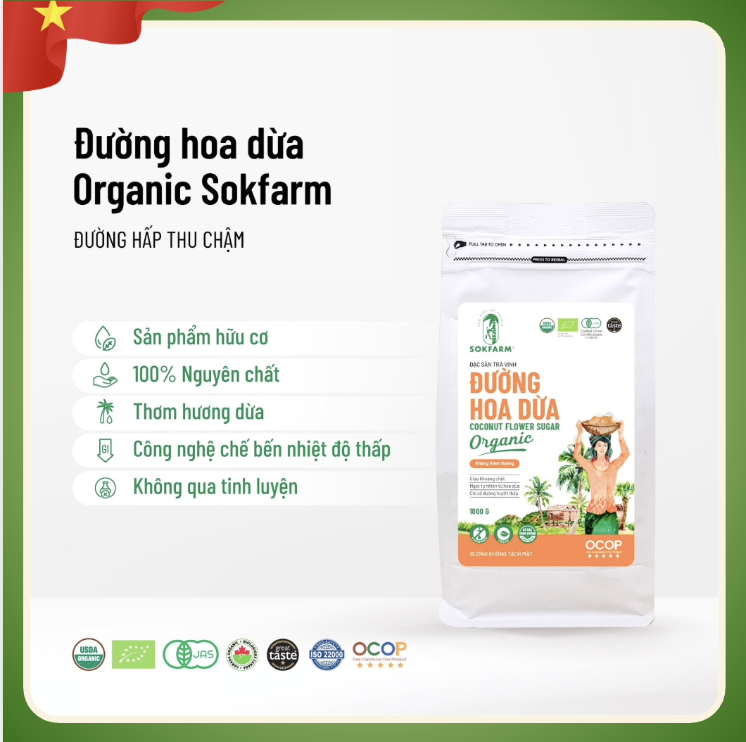 Đường hoa dừa hữu cơ SOKFARM đường hữu cơ cho bé chính gốc Trà Vinh (Gói tiết kiệm 1kg)-duoc-ban-tai-HELLO TROPICAL VIETNAM
