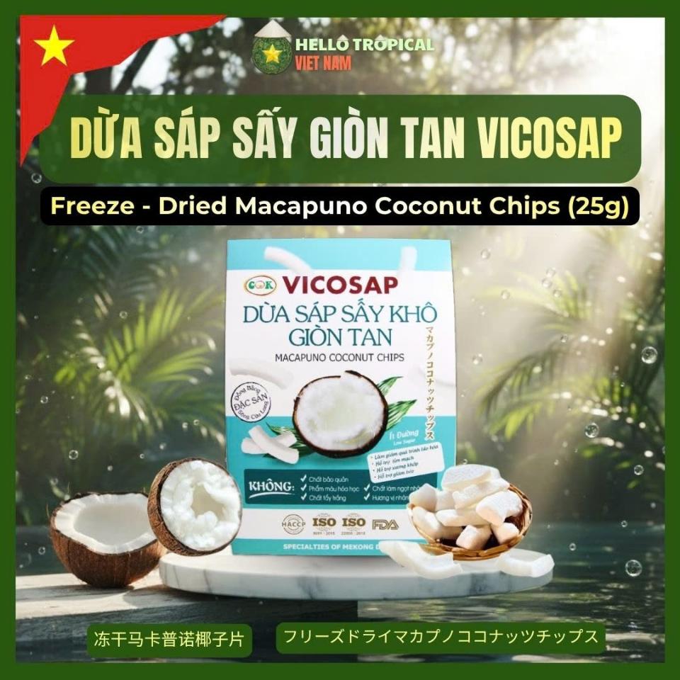 Dừa sáp sấy khô giòn tan VICOSAP 25g-duoc-ban-tai-HELLO TROPICAL VIETNAM