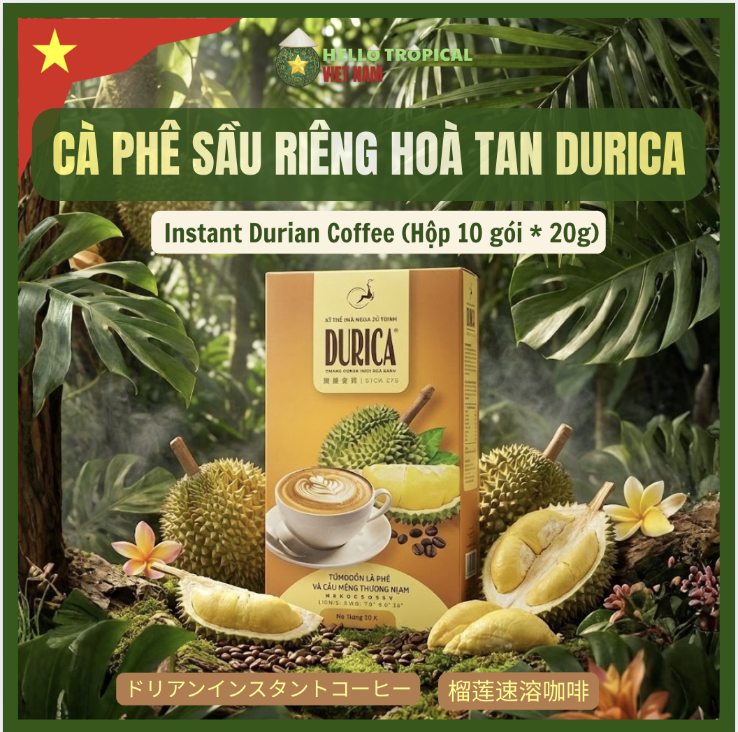 Cà Phê Sầu Riêng DURICA 10g/20gr ( hộp 200g ) -duoc-ban-tai-HELLO TROPICAL VIETNAM