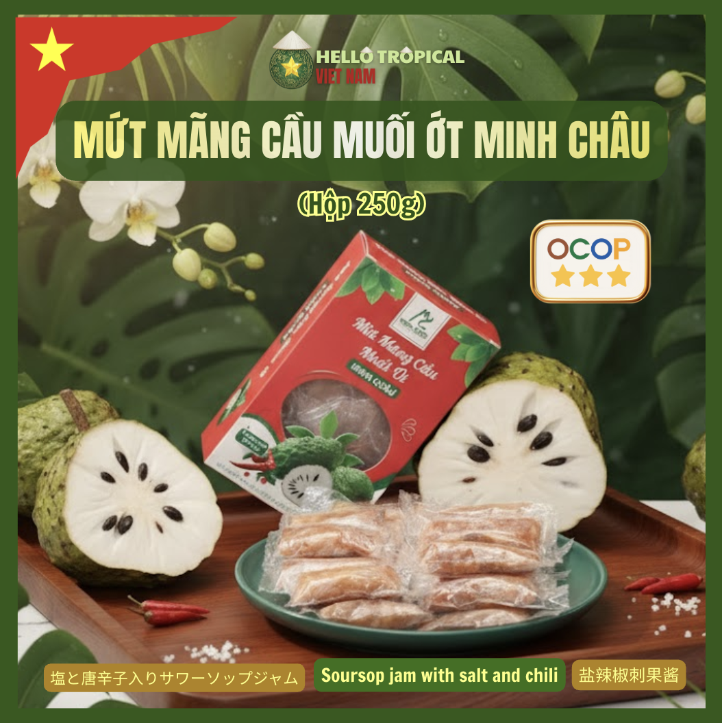 Mứt mãng cầu xiêm sấy dẻo muối ớt MINH CHÂU (Hộp 250g)-duoc-ban-tai-HELLO TROPICAL VIETNAM