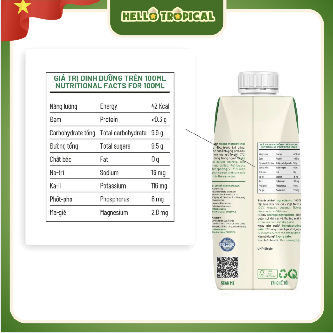   Mật hoa dừa tươi tiệt trùng SOKFARM (Chai 330ml)-duoc-ban-tai-HELLO TROPICAL VIETNAM