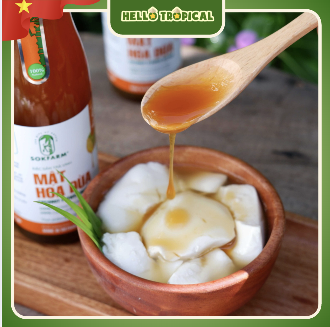 Mật hoa dừa cô đặc hữu cơ SOKFARM chính gốc Trà Vinh (Chai thủy tinh 250g)-duoc-ban-tai-HELLO TROPICAL VIETNAM