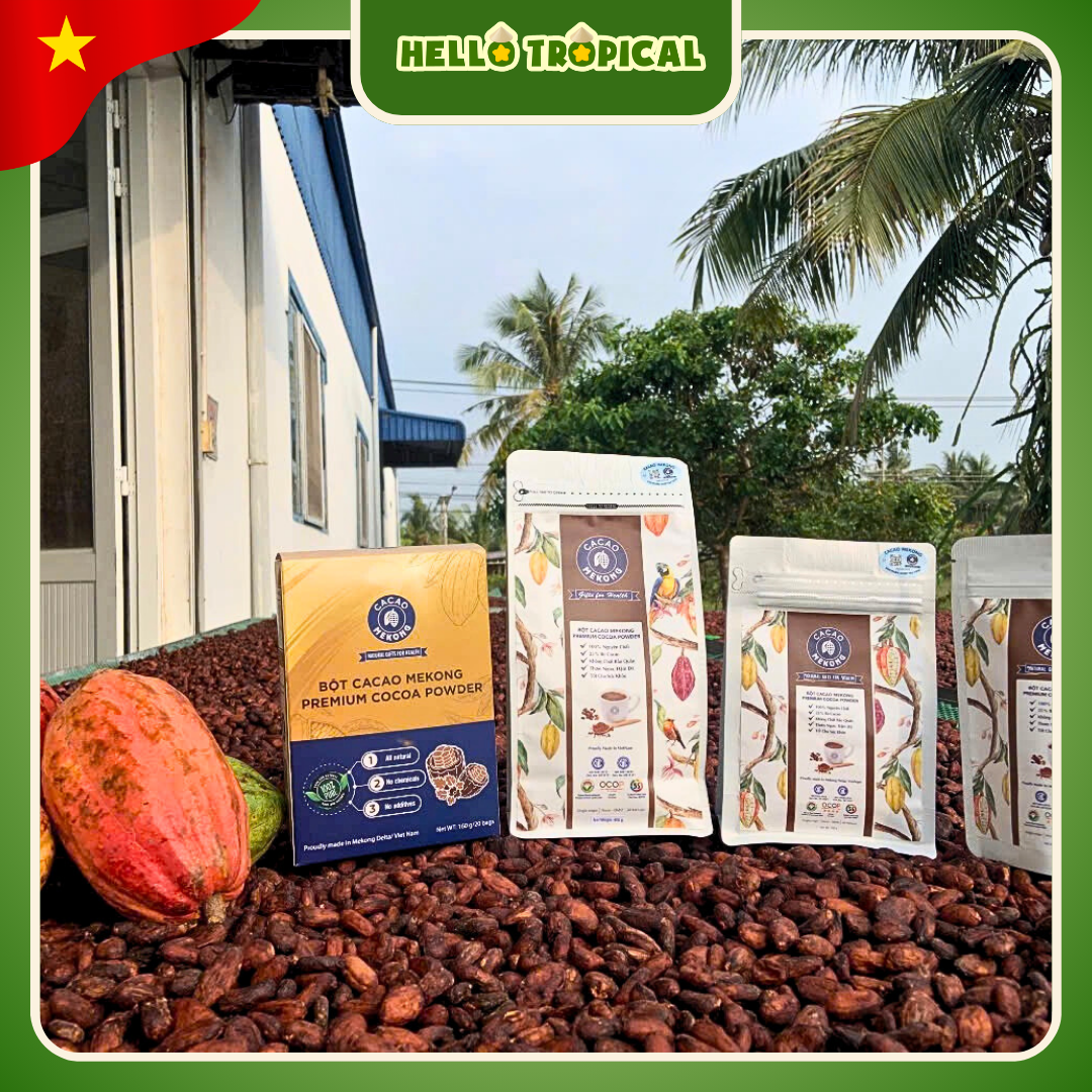 Bột cacao nguyên chất siêu hoà tan MEKONG pha chế làm bánh Trà Vinh (Gói dùng thử 200g)-duoc-ban-tai-HELLO TROPICAL VIETNAM