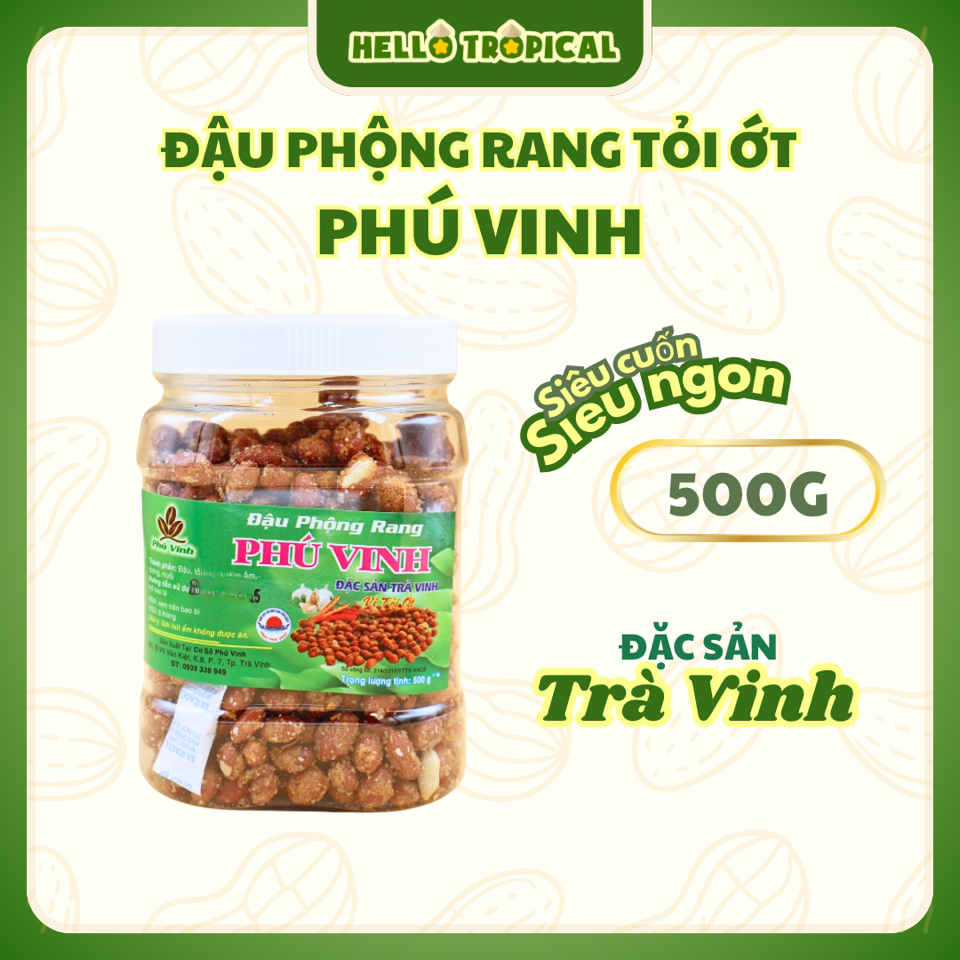 Đậu phộng tỏi ớt PHÚ VINH (Hộp 500g)-duoc-ban-tai-Hellô Trôpical