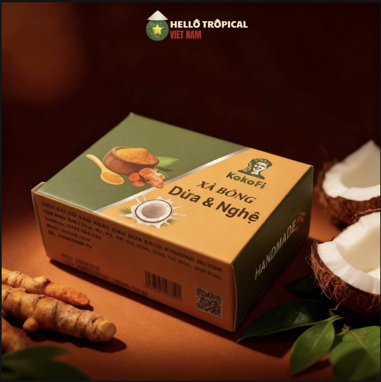 Xà phòng tắm KOKOFI Dừa Nghệ (Bánh 90g)-duoc-ban-tai-HELLO TROPICAL VIETNAM