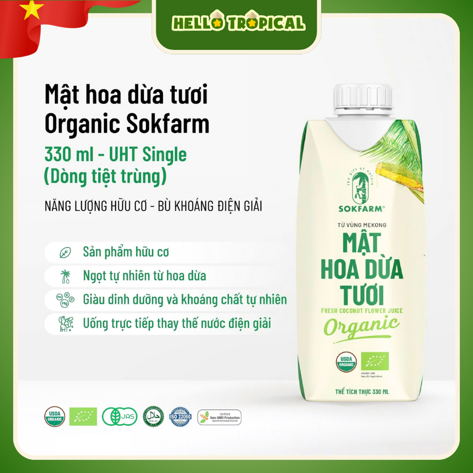   Mật hoa dừa tươi tiệt trùng SOKFARM (Chai 330ml)-duoc-ban-tai-HELLO TROPICAL VIETNAM