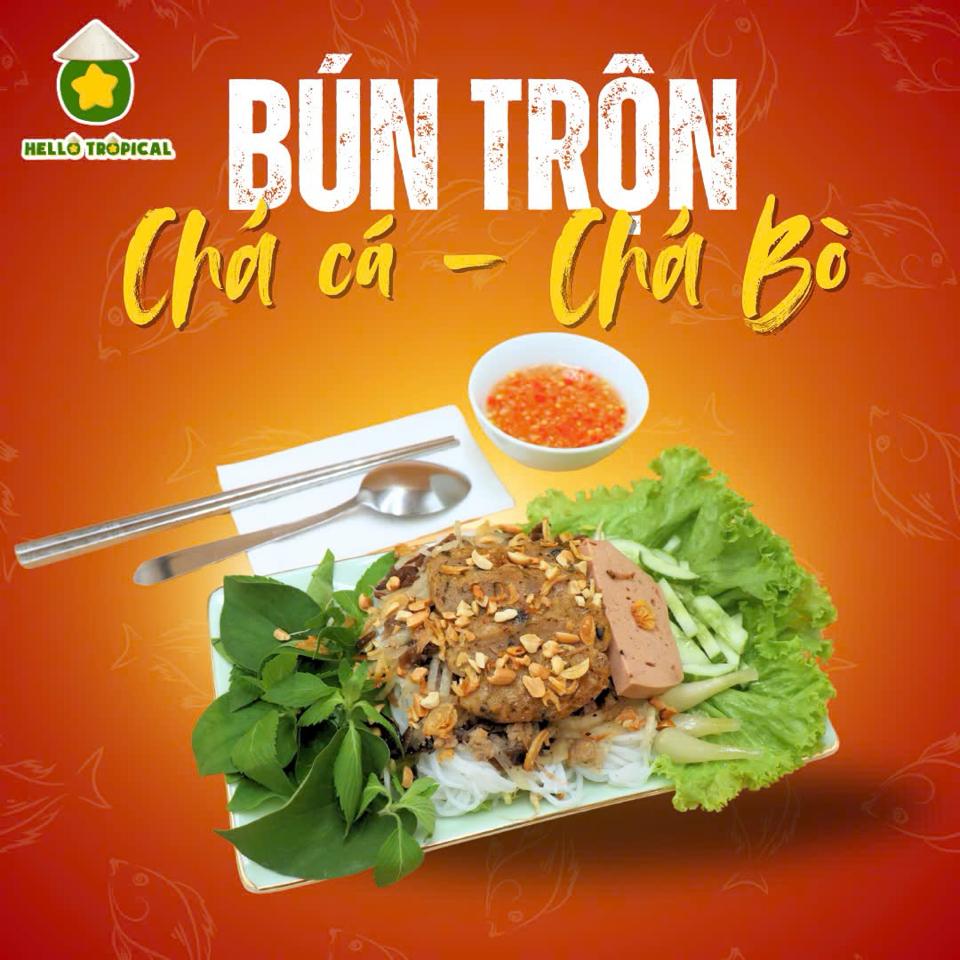 Bún trộn Chả cá Chả bò-duoc-ban-tai-Hellô Trôpical