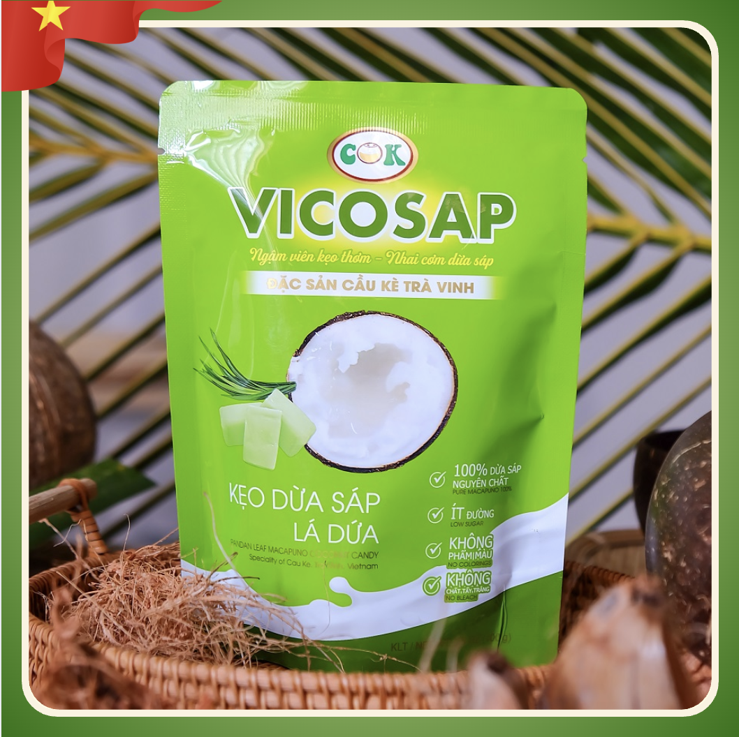 Kẹo dừa sáp lá dứa VICOSAP (Gói 100g)-duoc-ban-tai-HELLO TROPICAL VIETNAM
