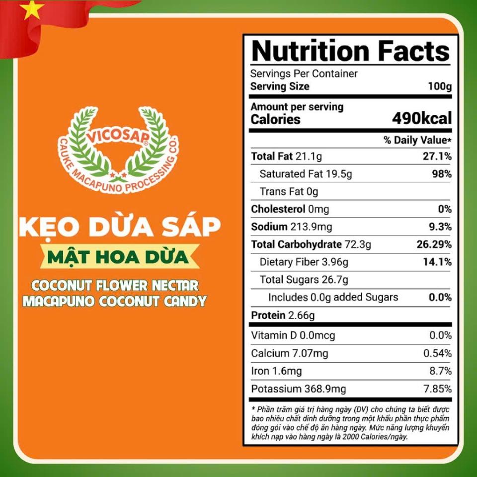 Kẹo dừa sáp mật hoa dừa 180g ( 22viên x 8,2g )-duoc-ban-tai-HELLO TROPICAL VIETNAM