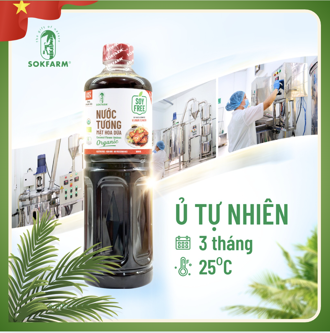 Nước tương mật hoa dừa hữu cơ dòng nguyên bản SOKFARM chính gốc Trà Vinh (chai siêu tiết kiệm 500ml)-duoc-ban-tai-HELLO TROPICAL VIETNAM