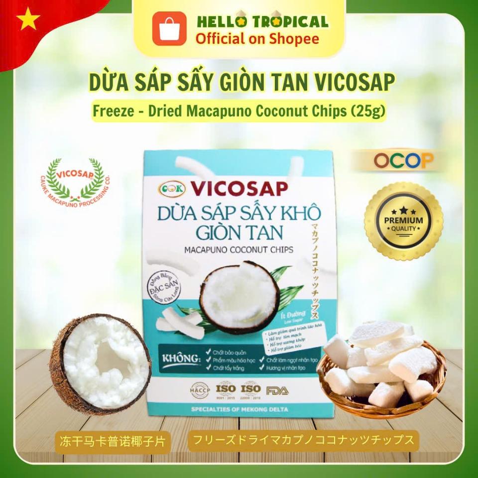 Dừa sáp sấy khô giòn tan VICOSAP 25g-duoc-ban-tai-HELLO TROPICAL VIETNAM