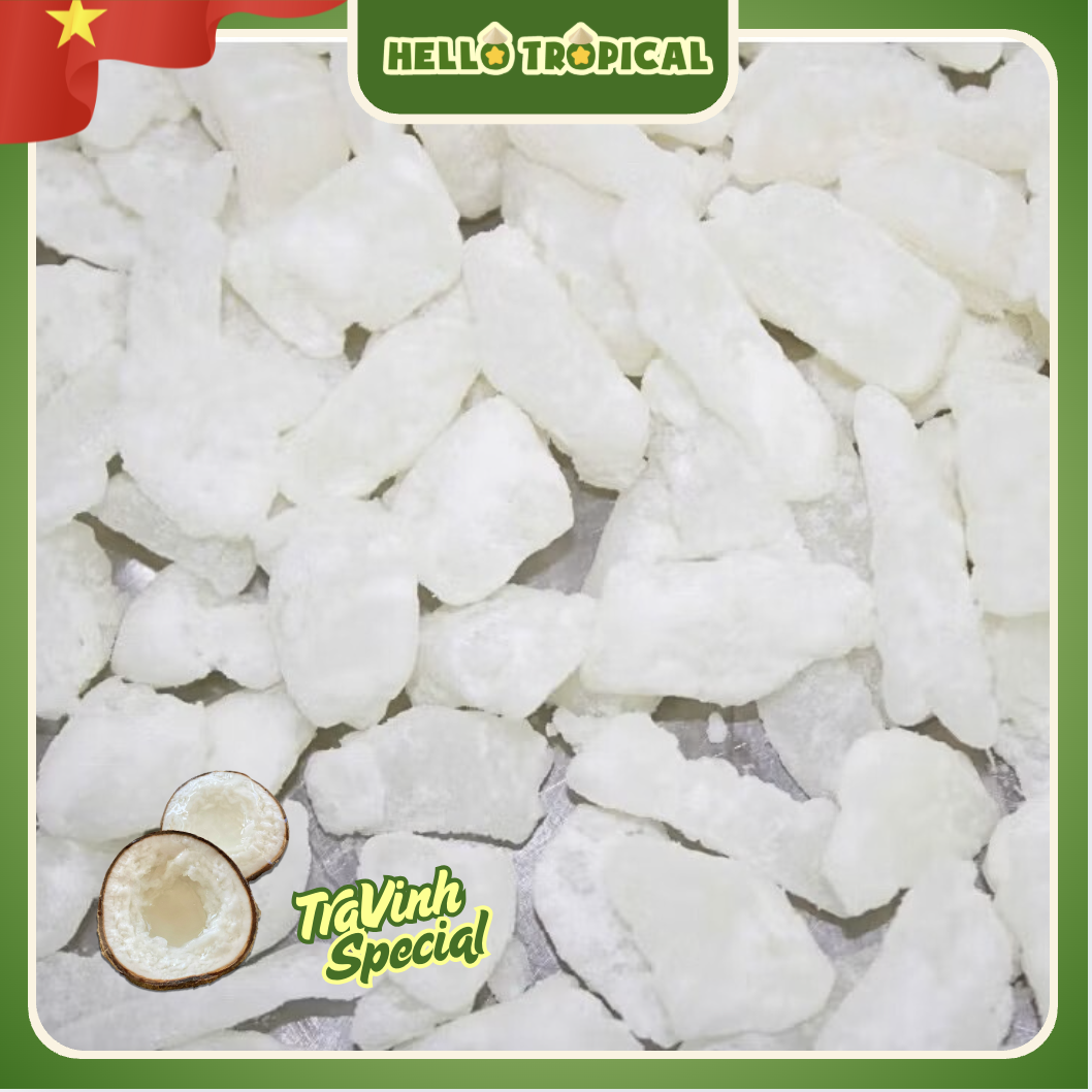 Mứt dừa sáp sữa dẻo ít ngọt chính gốc Trà Vinh KING COCO Loại ngắn (Hộp 500g, túi ép chân không bên trong)-duoc-ban-tai-HELLO TROPICAL VIETNAM
