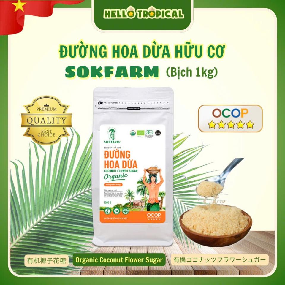 Đường hoa dừa hữu cơ SOKFARM ( Bịch 1kg )-duoc-ban-tai-HELLO TROPICAL VIETNAM