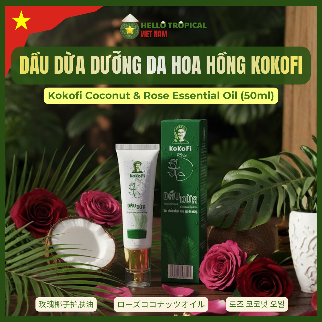 Dầu dừa dưỡng da dưỡng thể hoa hồng KOKOFI ROSÉ (50ml)-duoc-ban-tai-HELLO TROPICAL VIETNAM