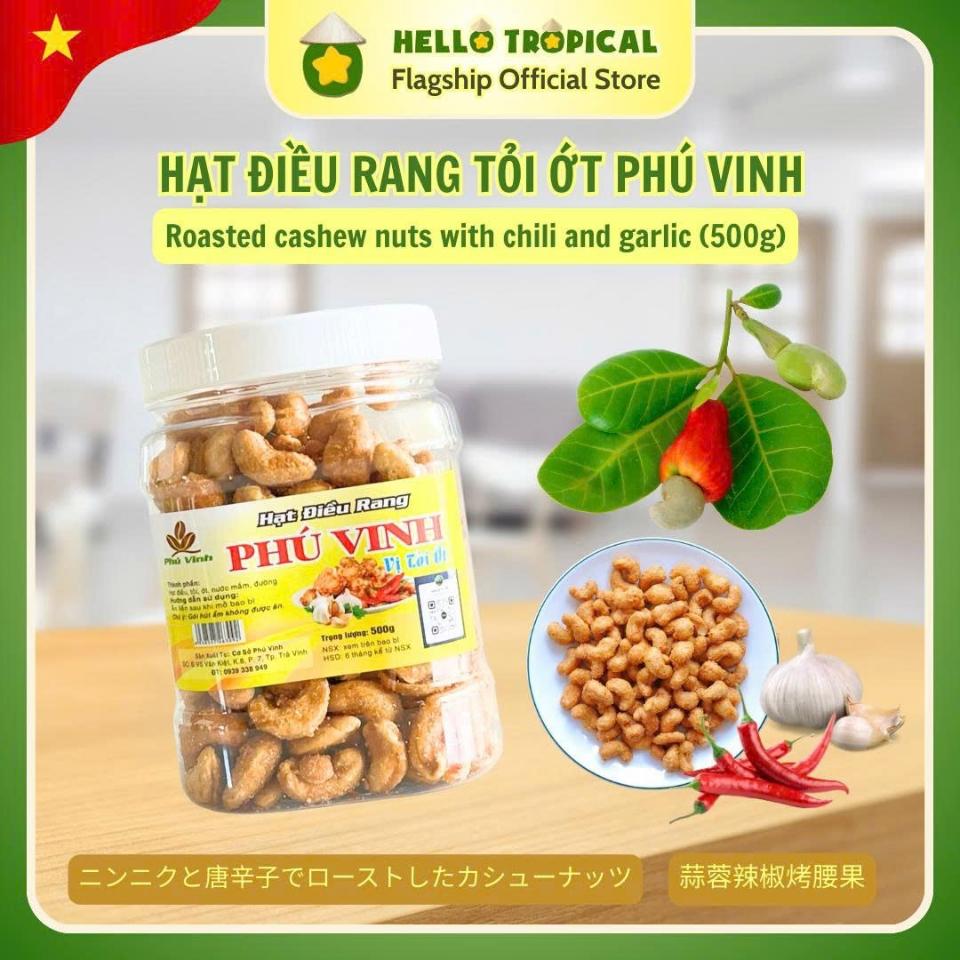 Hạt Điều Rang Tỏi Ớt Phú Vinh ( 500gr) -duoc-ban-tai-HELLO TROPICAL VIETNAM