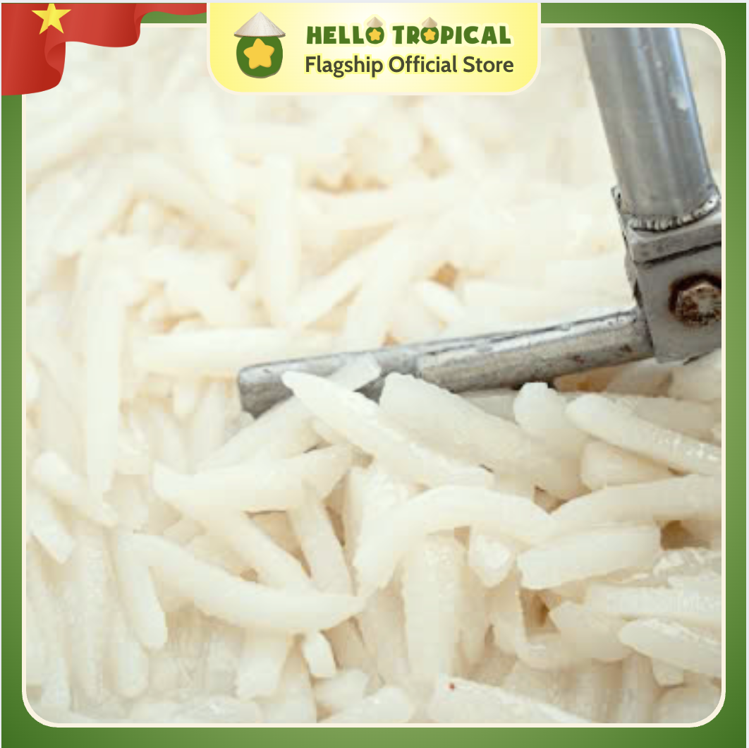 Mứt dừa sáp sữa dẻo ít ngọt chính gốc Trà Vinh KING COCO Loại thượng hạng To dài (Hộp 500g, túi ép chân không bên trong)-duoc-ban-tai-HELLO TROPICAL VIETNAM