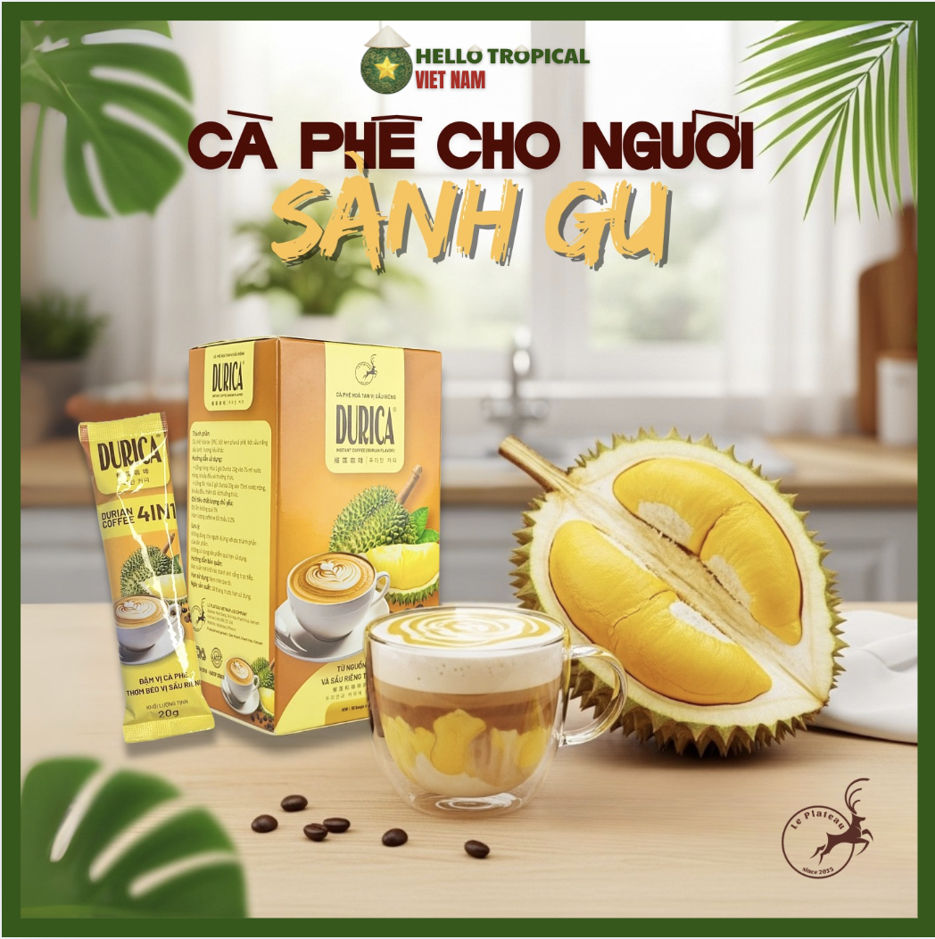 Cà Phê Sầu Riêng DURICA 10g/20gr ( hộp 200g ) -duoc-ban-tai-HELLO TROPICAL VIETNAM