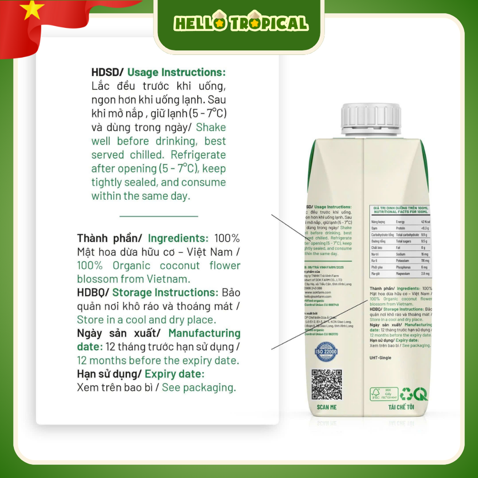   Mật hoa dừa tươi tiệt trùng SOKFARM (Chai 330ml)-duoc-ban-tai-HELLO TROPICAL VIETNAM
