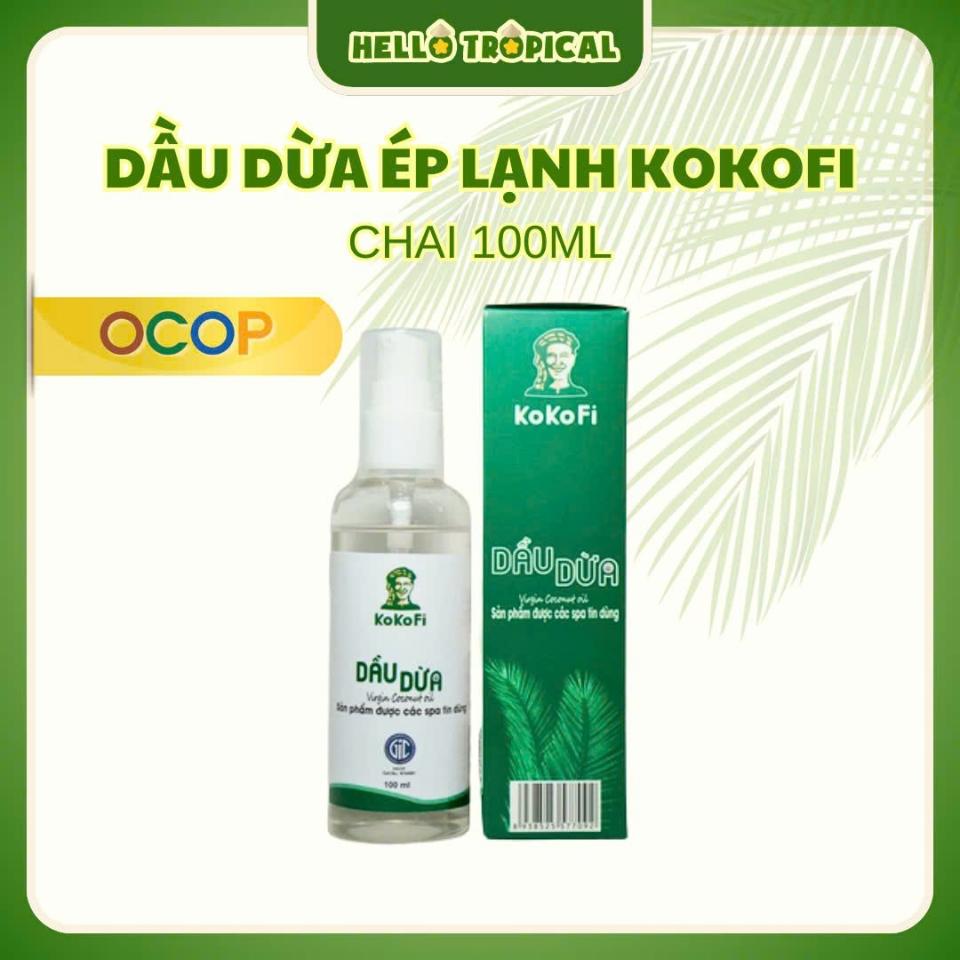 Dầu dừa ép lạnh nguyên chất siêu dưỡng có thể uống KOKOFI từ vùng dừa Trà Vinh (100ml)-duoc-ban-tai-HELLO TROPICAL VIETNAM